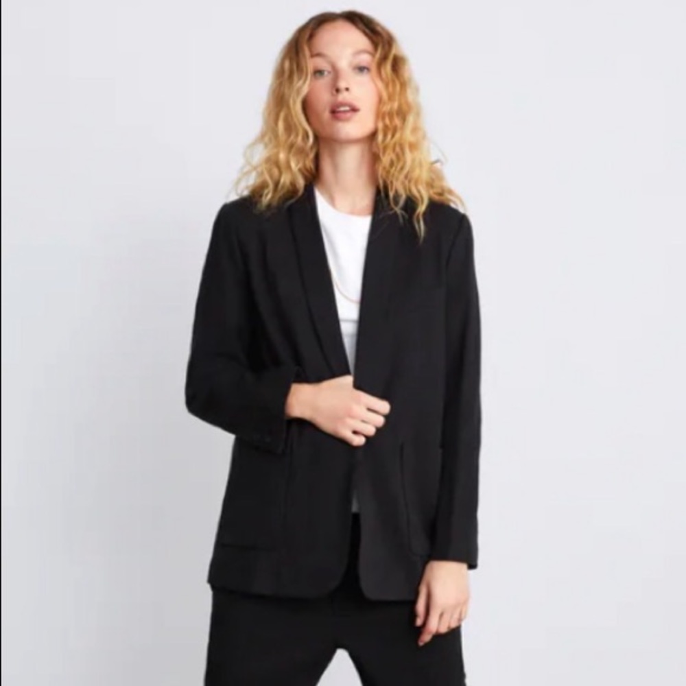 Zara Basic Black Single Breasted Long line‎ Blazer Sz. S